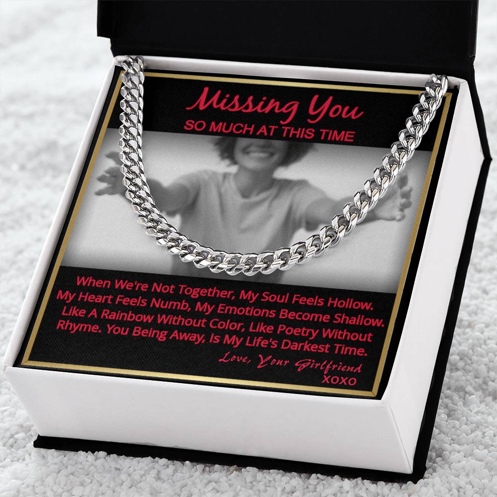 Long Distance Relationship Gift For Boyfriend Missing You Cuban Link Necklace From Girlfriend Cuban Link Chain