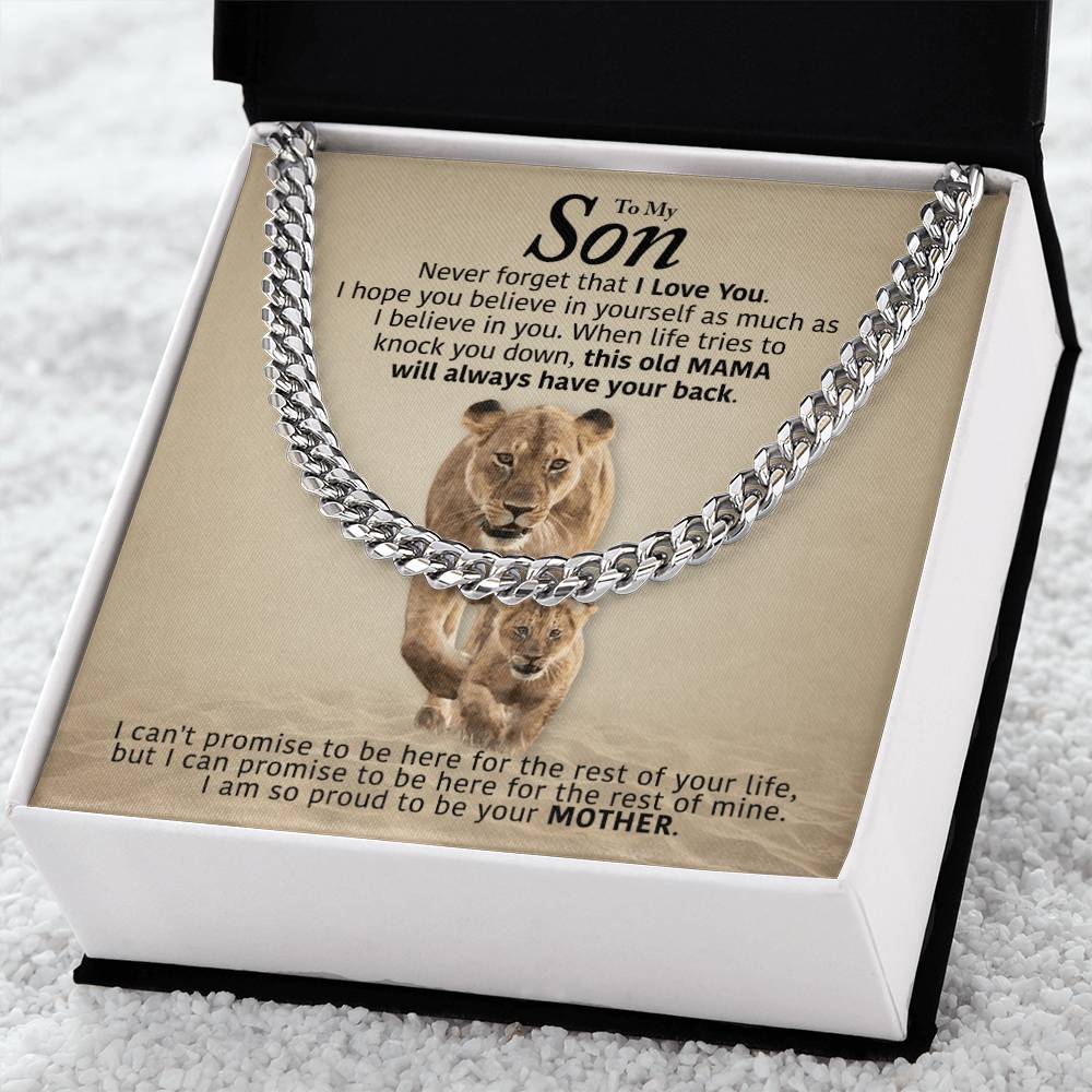 My Son - Will Always Have Your Back  Cuban Link Chain Necklace