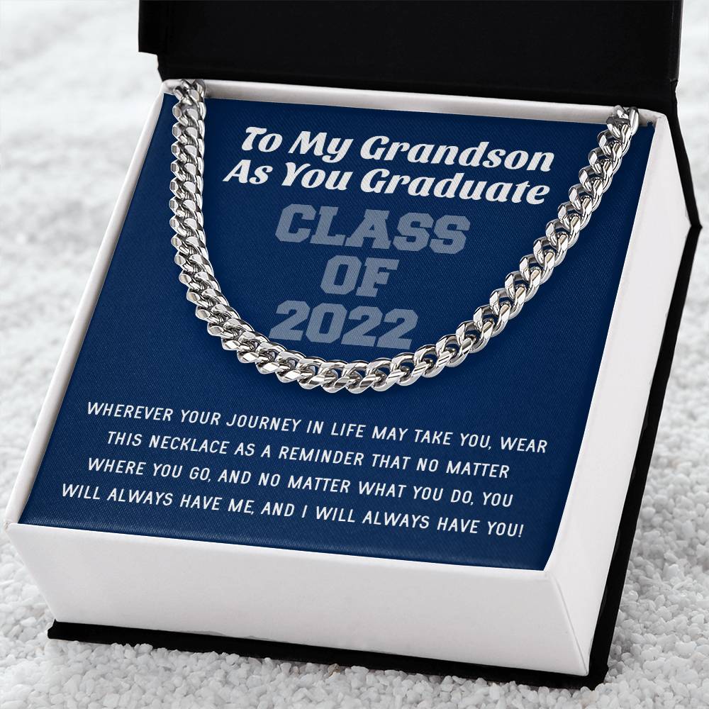 Grandson Graduation Class Of 2022 High School Graduation College Graduation Gift For Grandson Mens Gold Cuban Link Cha Cuban Link Chain