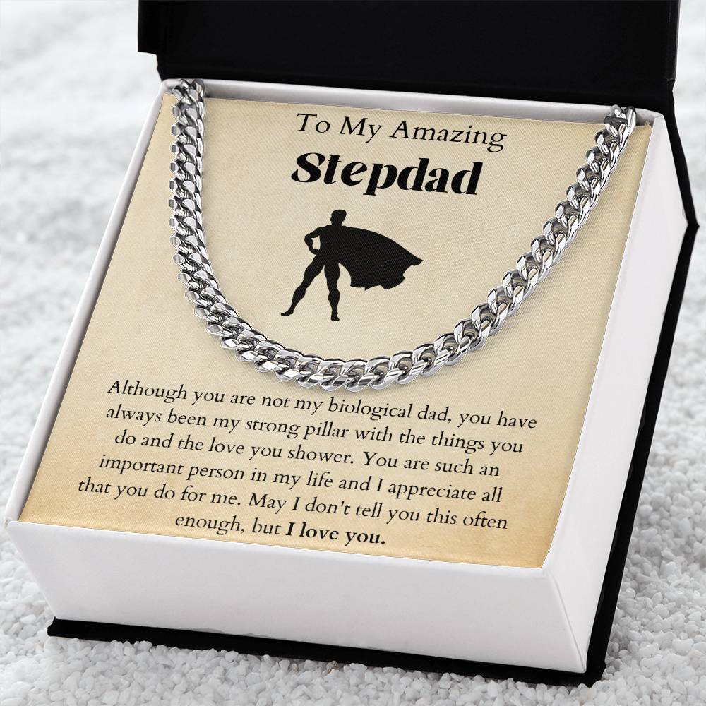Fathers Day Gift For Stepdad. Stepdad Gift. Birthday Gift For Stepdad. I Love You Stepdad. Stepdad Gift On Fathers Day Cuban Link Chain
