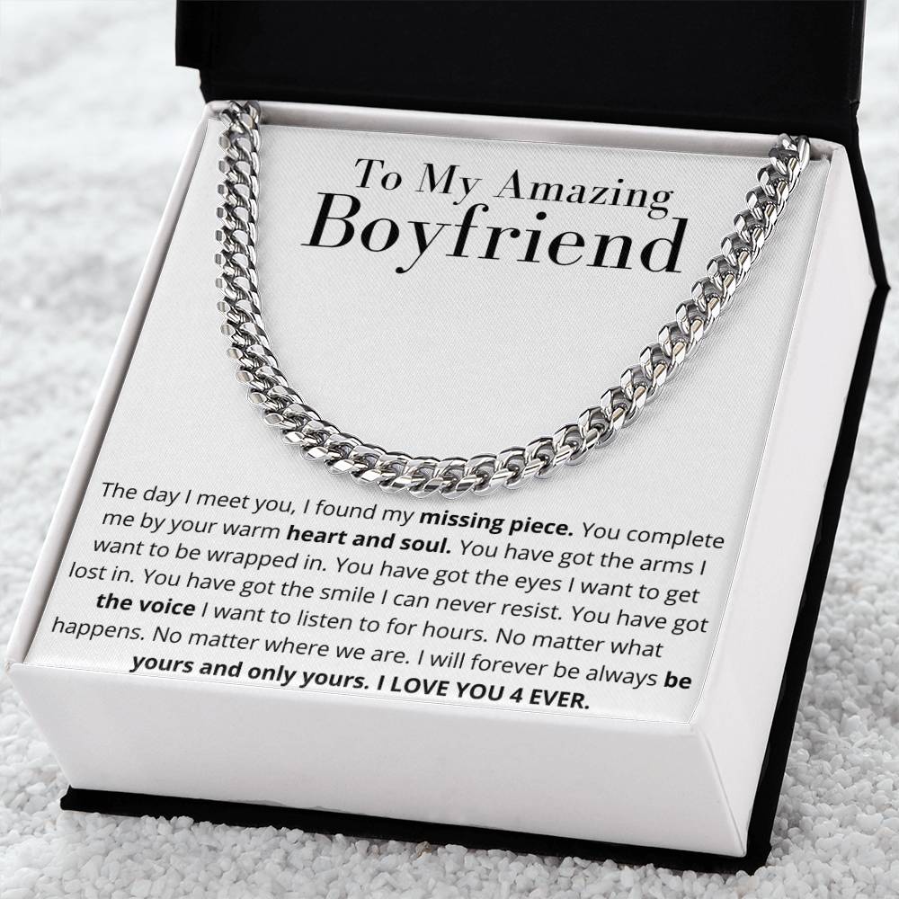 To My Amazing Boyfriend Necklace Gift From Girlfriend Anniversary Necklace Boyfriend Birthday Gift Christmas Gift Cuban Link Chain