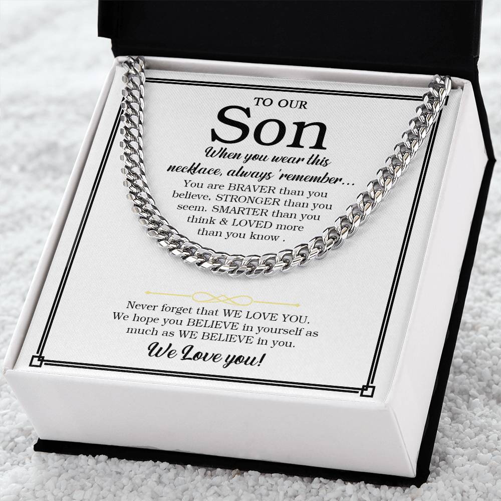 To Our Son Chain Necklace Gift For Son From Parents Son Birthday Son Graduation Gift Cuban Link Chain