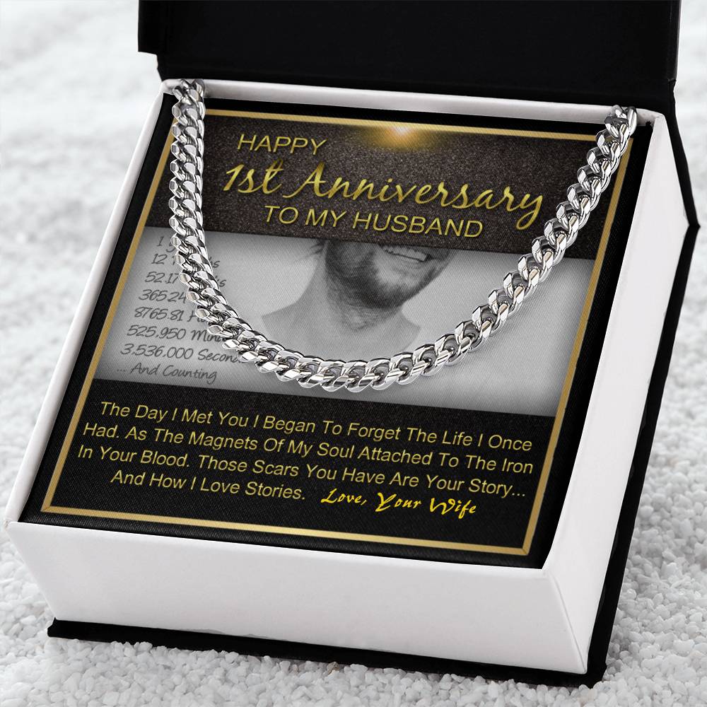 Happy 1St Year Anniversary To My Husband Cuban Link Chain