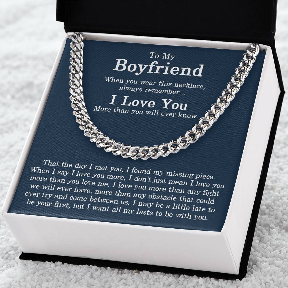 To My Boyfriend Cuban Chain Necklace Sentimental Gift For Boyfriend From Girlfriend Men Chain Necklace For Him Valenti Cuban Link Chain