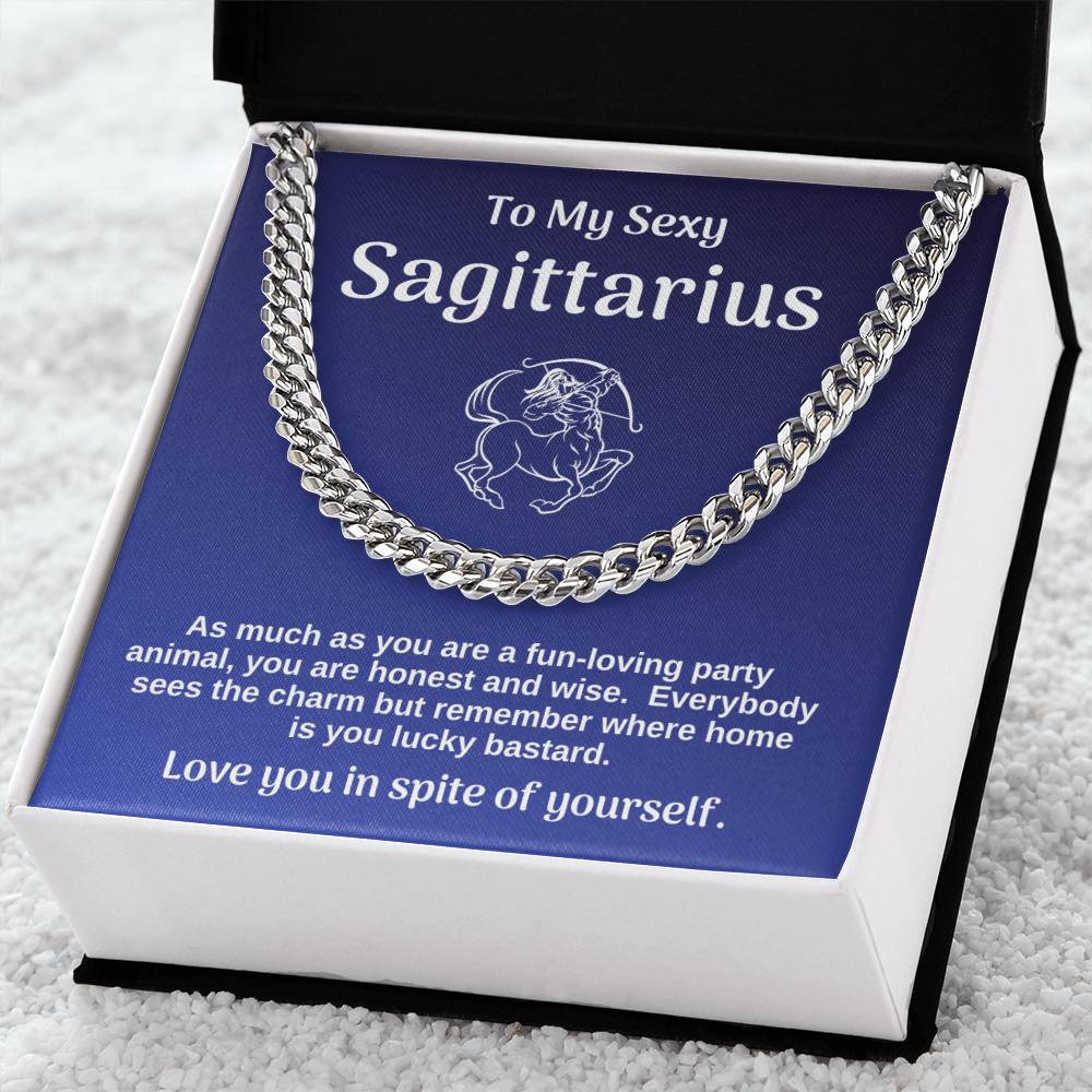 My Sexy Sagittarius Cuban Chain Link Necklace Gift From Wife Cuban Link Chain
