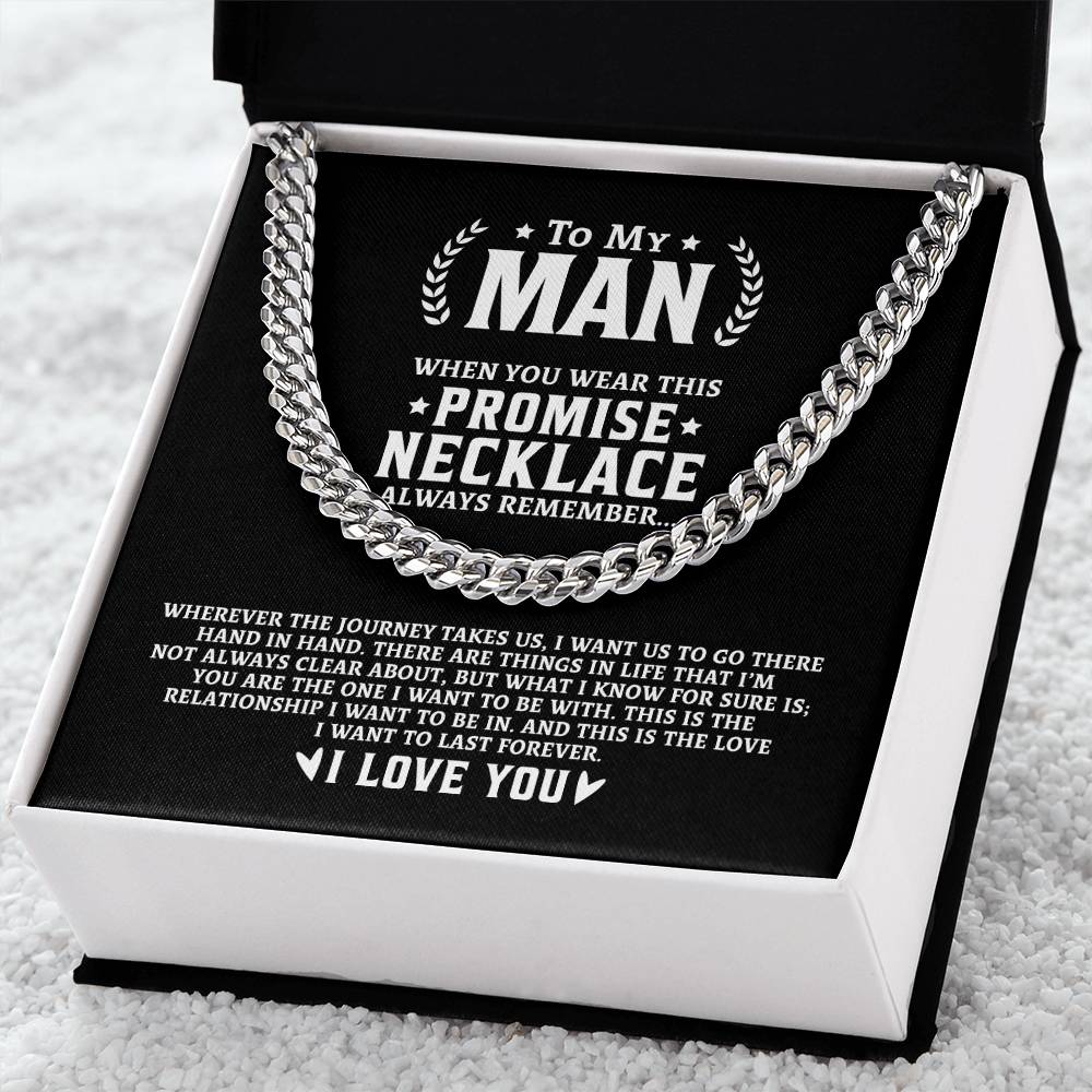To My Man Chain Necklace Promise Necklace For Husband Boyfriend Valentine Gift For Him Cuban Link Chain