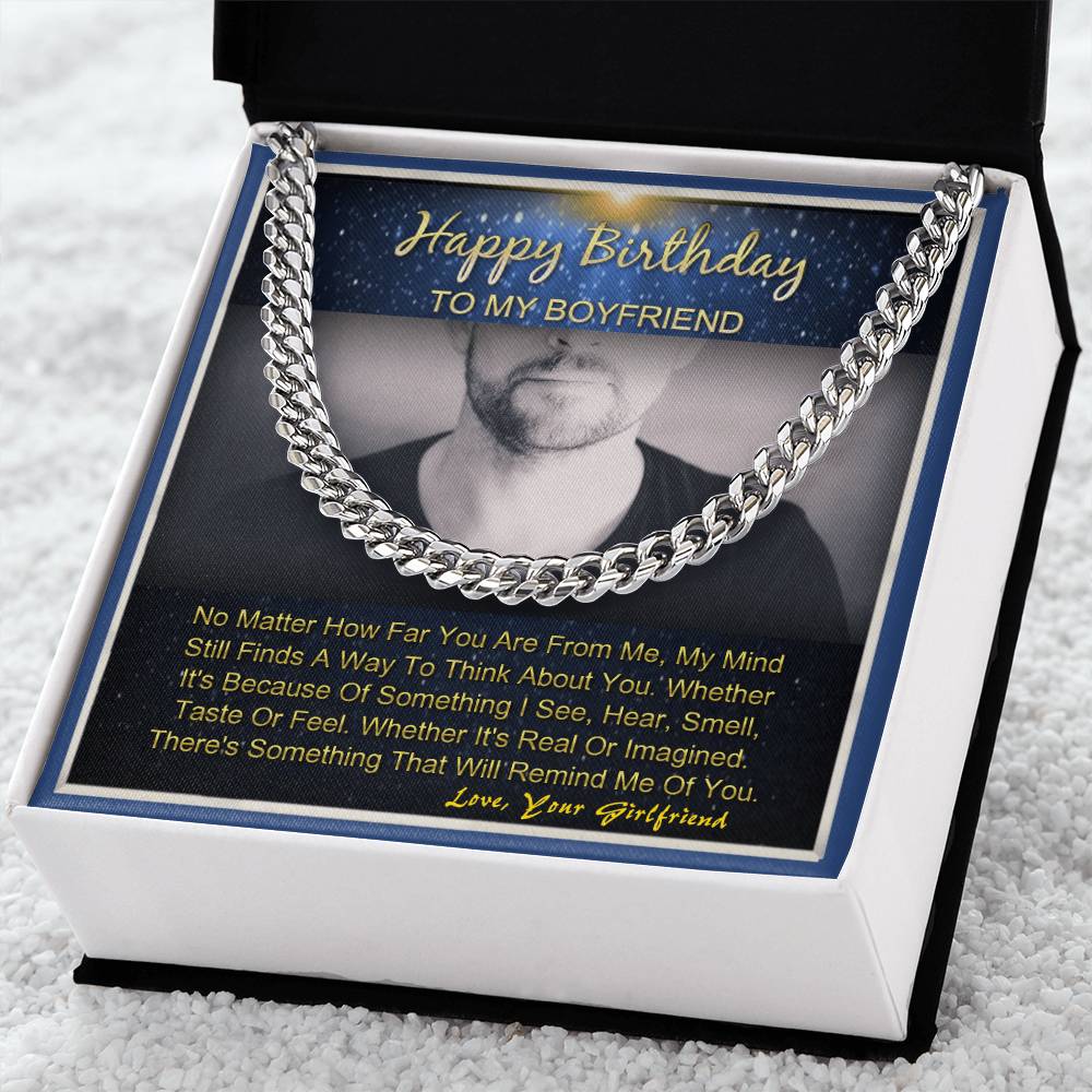 Happy Birthday To My Boyfriend Gifts For Him Cuban Link Necklace Message Card Cuban Link Chain