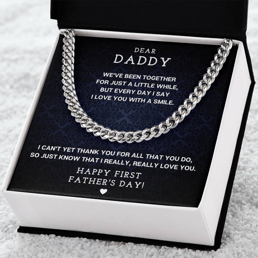 Dear Daddy - First Father's Day Necklace Cuban Link Chain