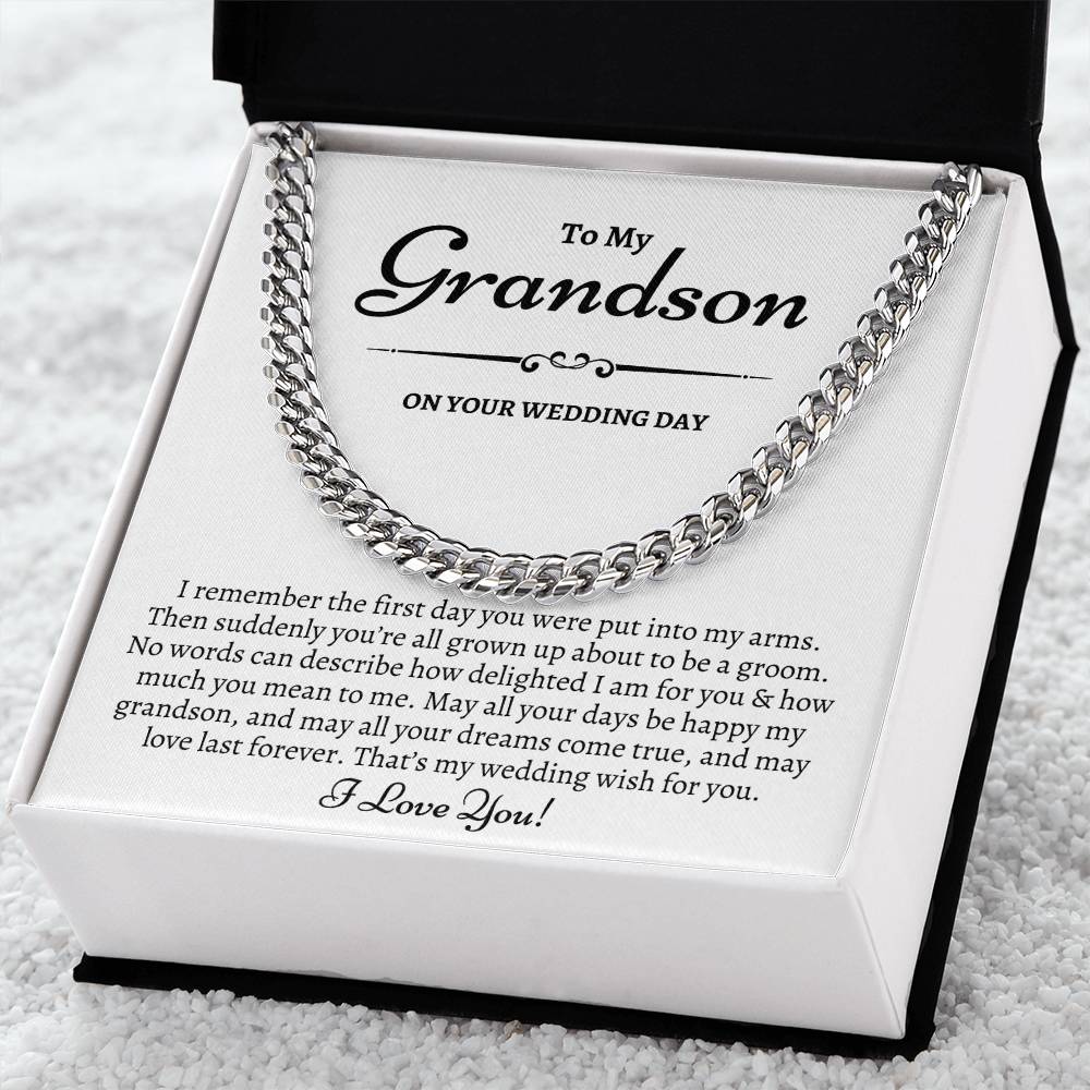 Grandson Wedding Day Gift Gift For Groom From Grandma To My Grandson On His Wedding Day Cuban Link Chain Heartfelt Gif