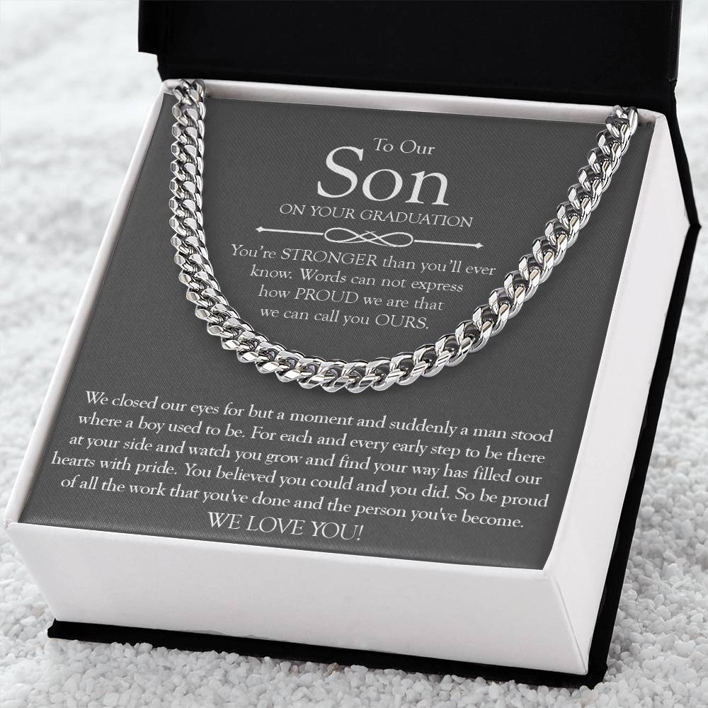 To Our Son Gift On Graduation Day Meaningful Graduation Gift For Son From Mom And Dad Graduation Necklace For Men Cuban Link Chain