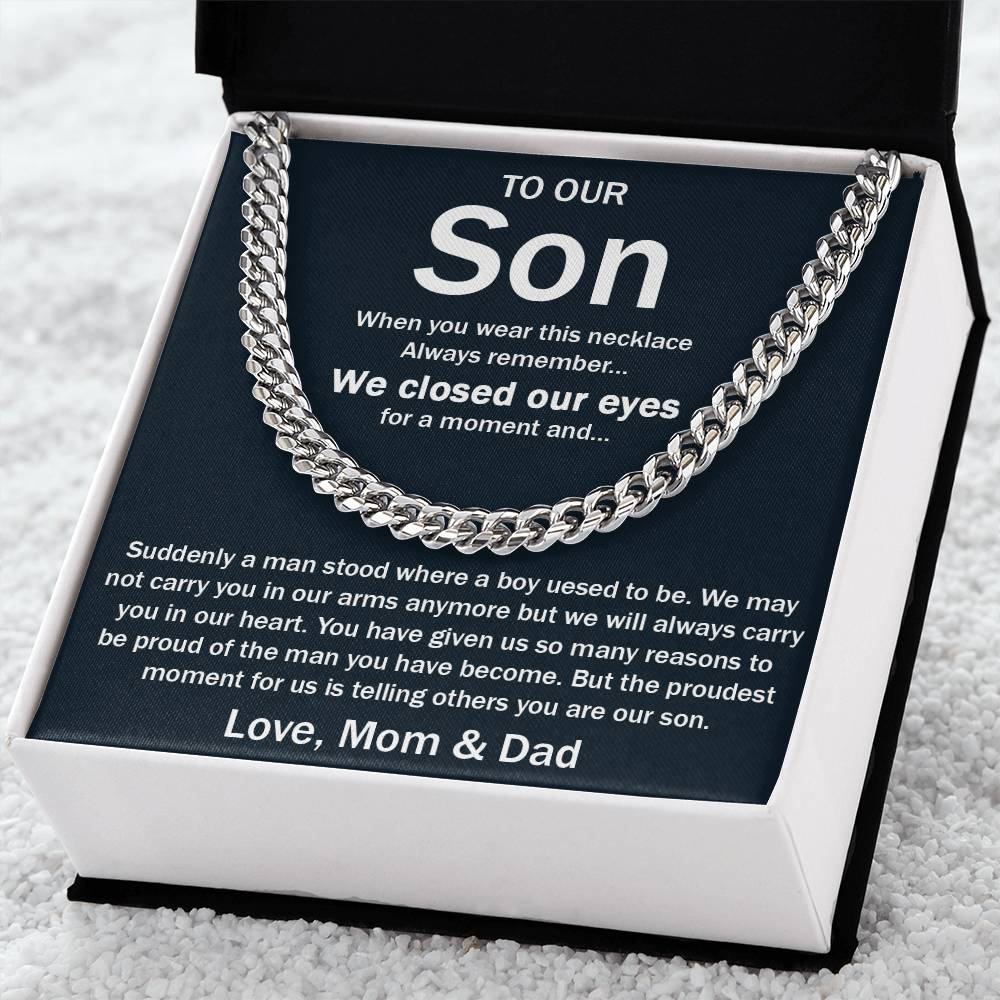 To Our Son Chain Necklace Gifts For Son Birthday Unique Gifts For Son From Mom Dad Sentimental Son Gifts Cuban Link Chain