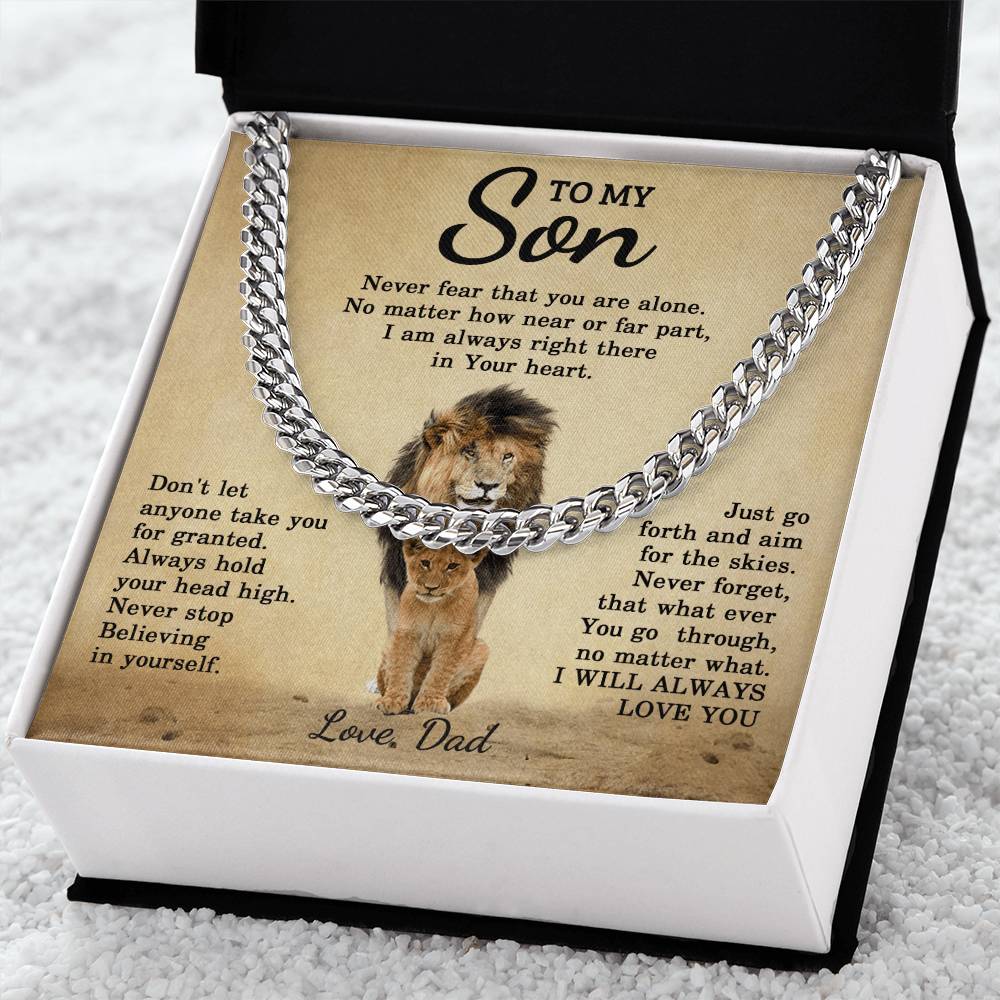 To My Son Cuban Chain Necklace Dad To Son Necklace Sentimental Gift For Son Cuban Link Chain