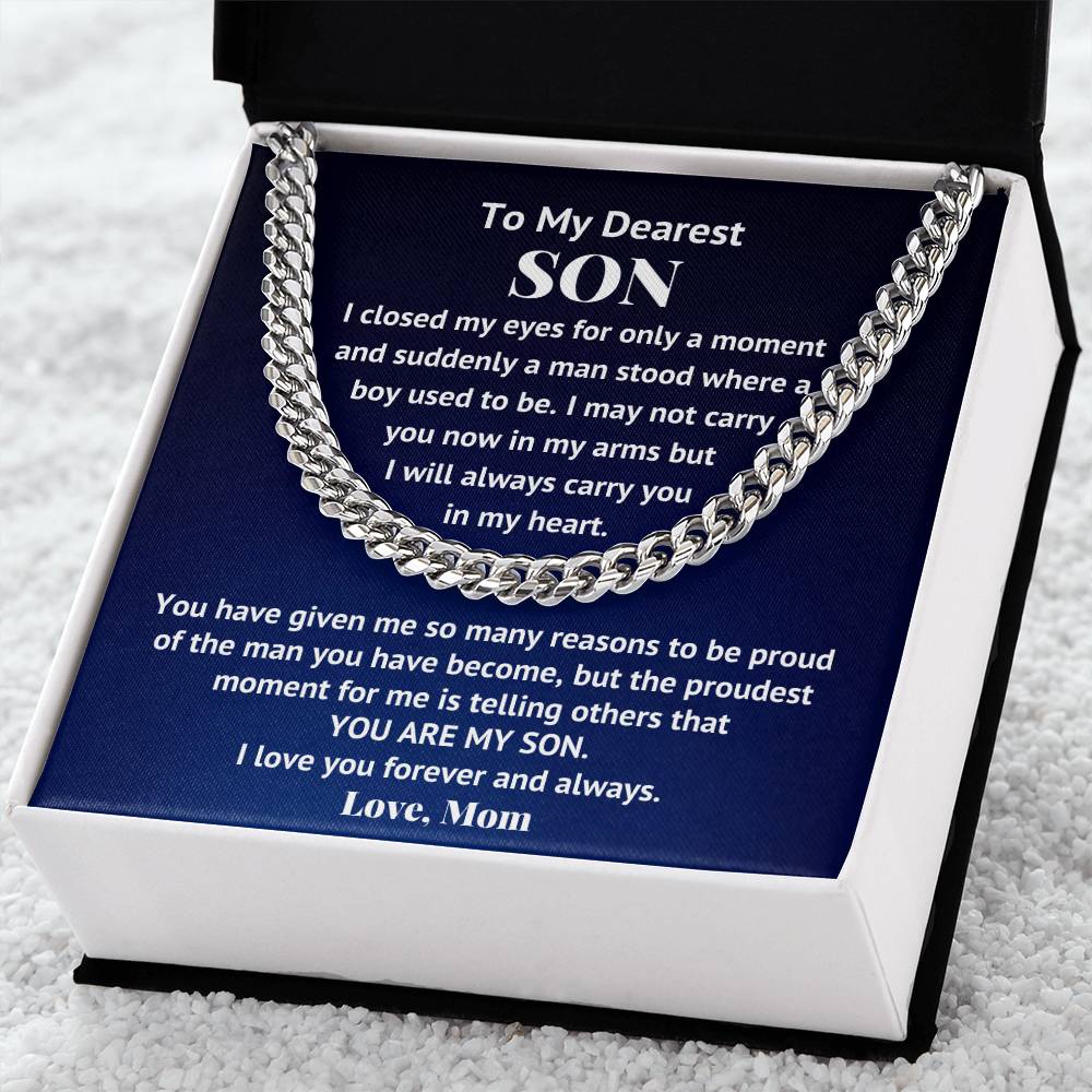 To My Son Necklace Son Gifts From Mom Son Cuban Chain Necklace Mother To Son Gifts Gifts For Son Birthday Cuban Link Chain