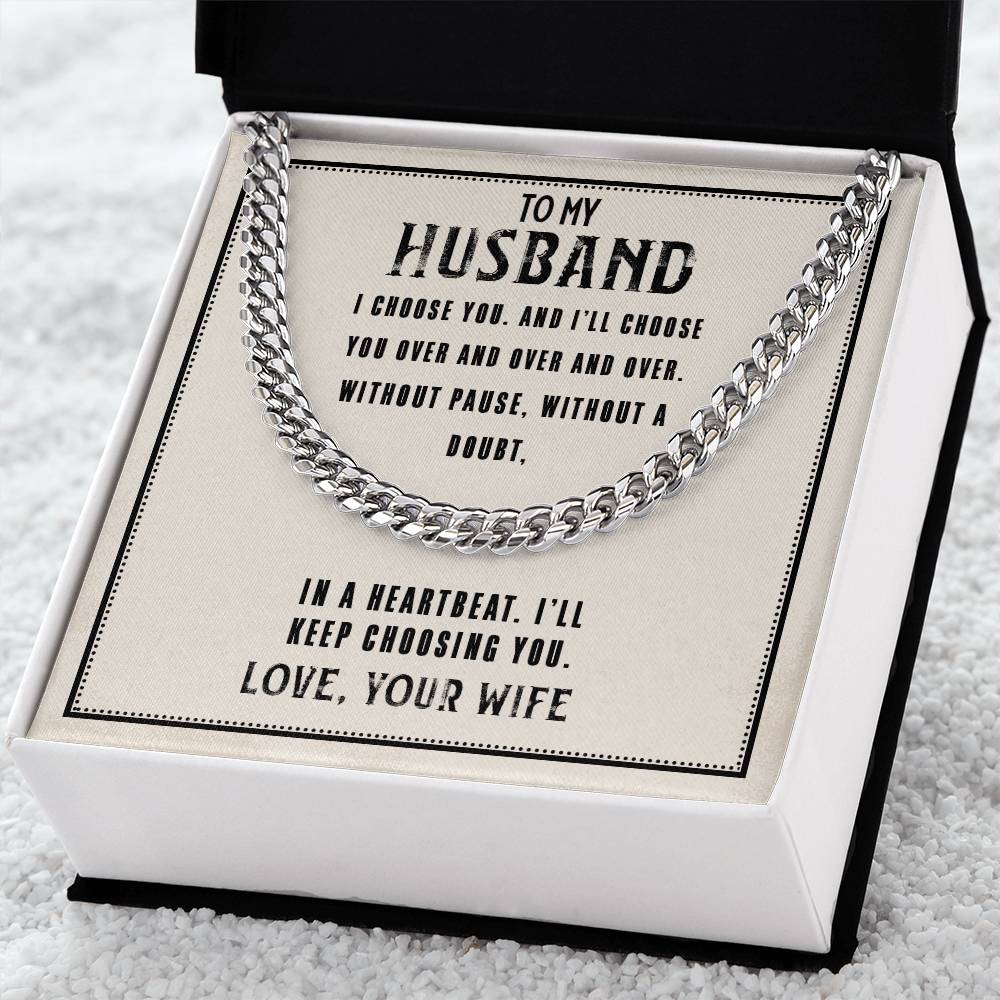 To My Husband Cuban Link Chain