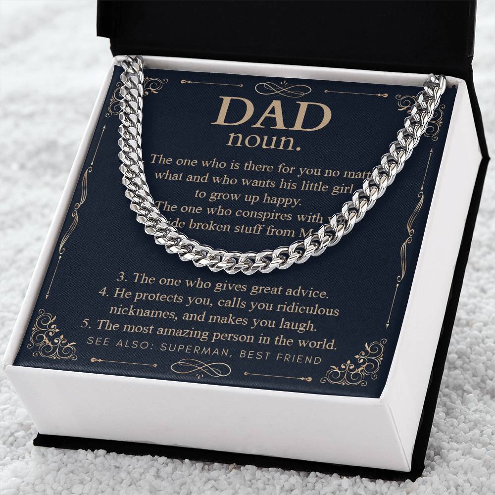 To My Dad Necklace Gift For Dad From Daughter Dad Birthday Anniversary Gift Cuban Link Chain