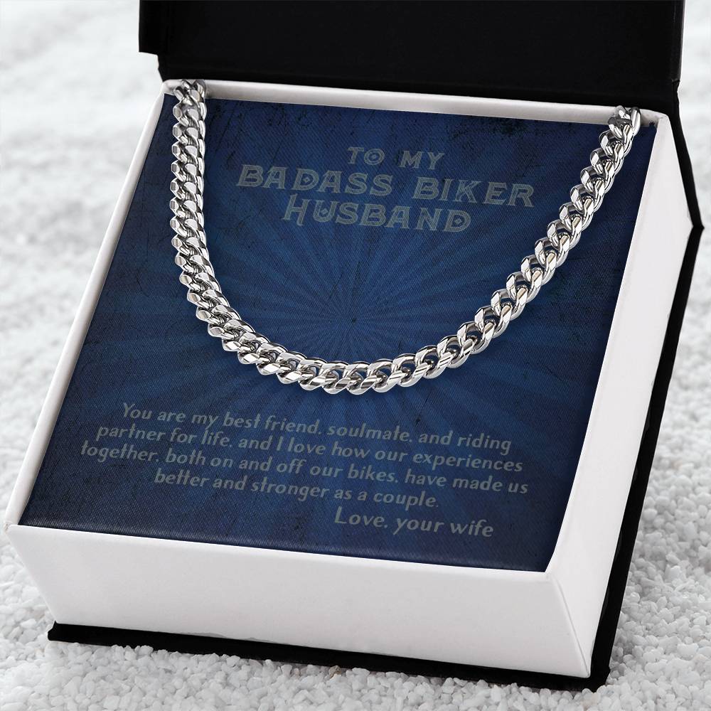 To My Biker Husband - Cuban Chain Necklace From Wife Cuban Link Chain