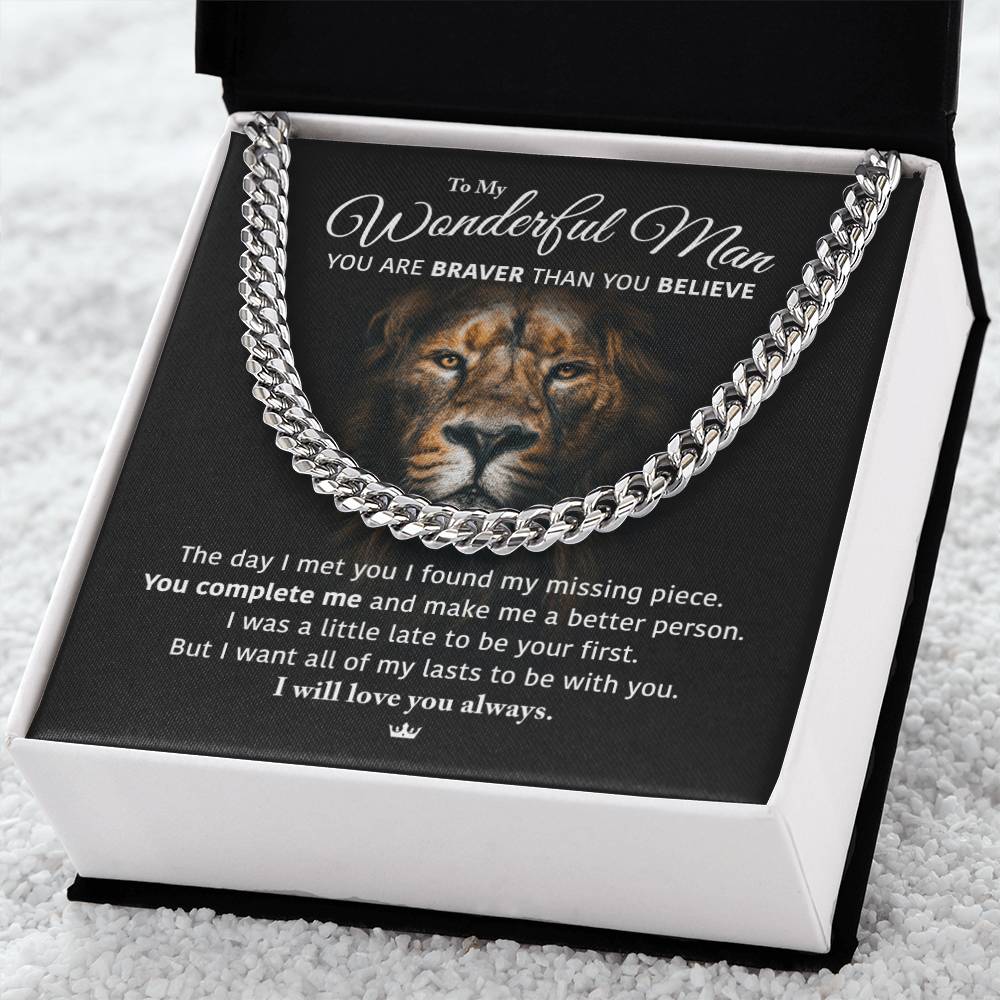 My Wonderful Man -Perfect Gift Idea Cuban Link Chain