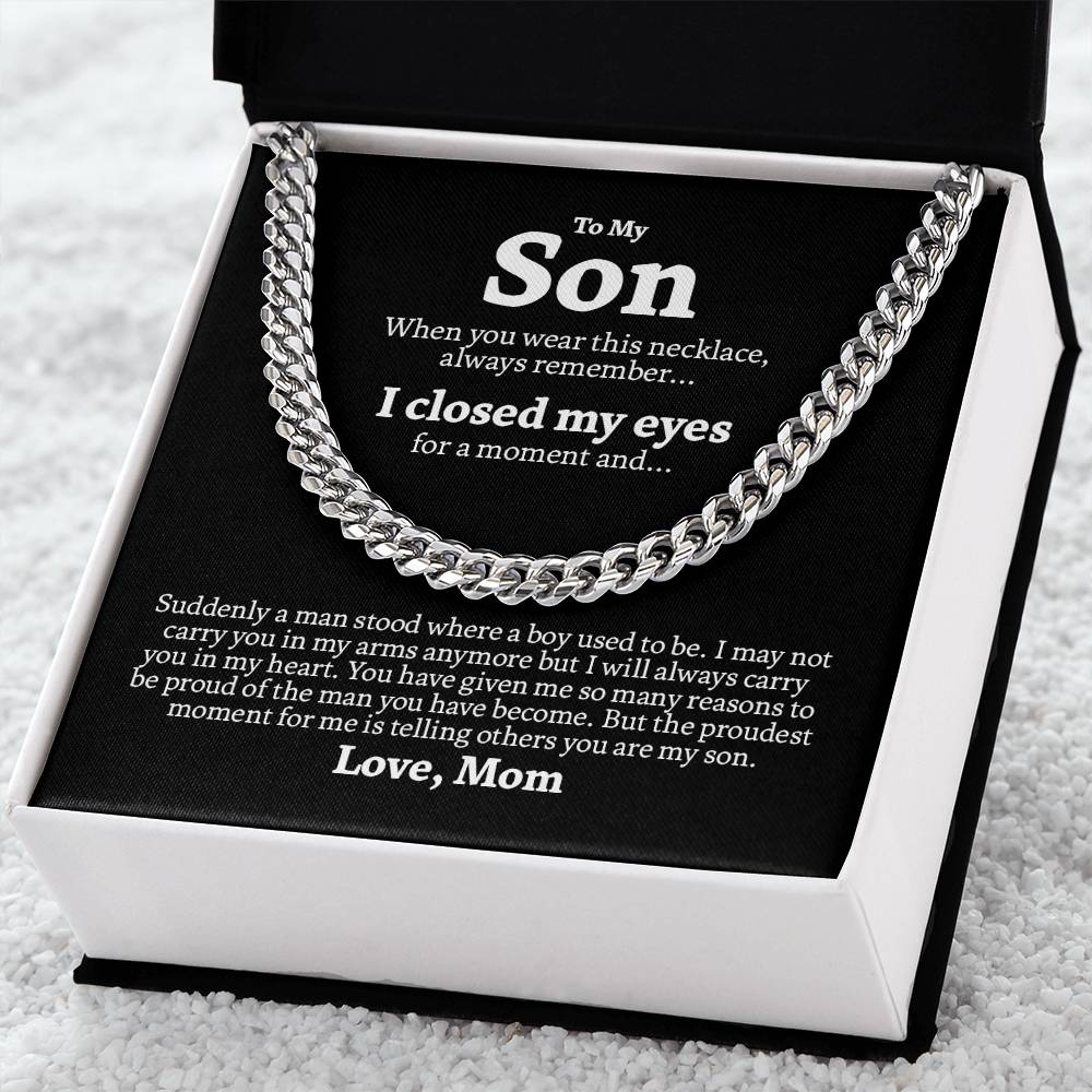 To My Son Chain Necklace Gift For Son From Mom Mother To Son Jewelry Gift Son Birthday Graduation Gift Cuban Link Chain