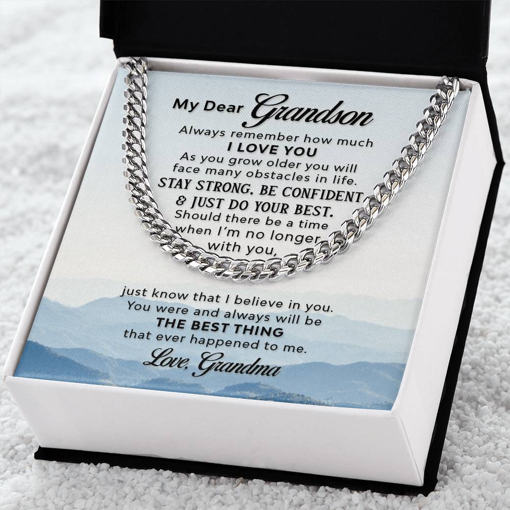 To My Grandson ❤️  Cuban Link Chain Necklace