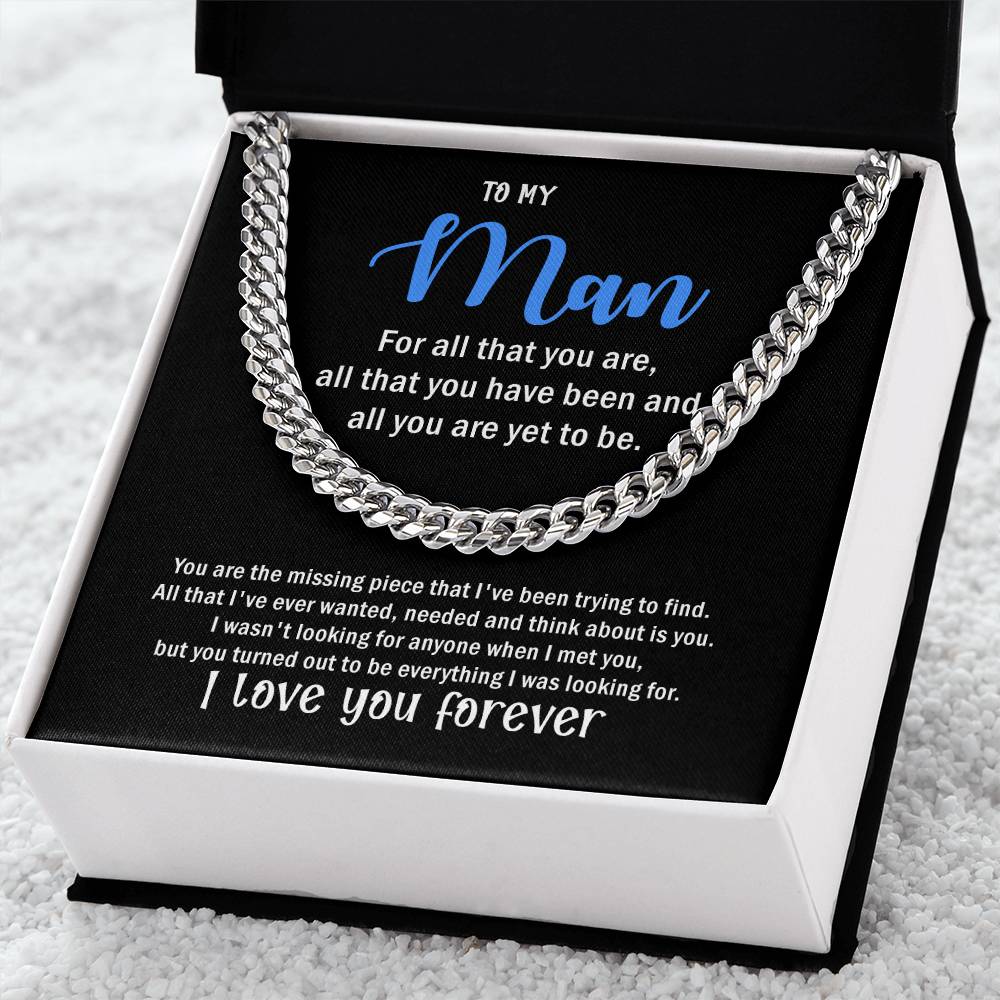 To My Man Cuban Chain Necklace For Him Cuban Link Chain