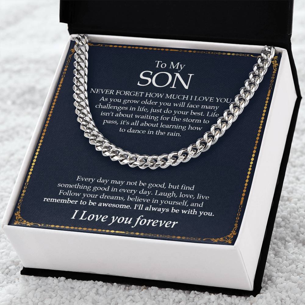 To My Son Cuban Chain Necklace Gift For Son From Mom Dad Cuban Link Chain