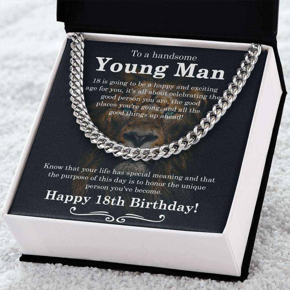 18Th Birthday Gift For Boys Gift For Eighteen Year Old Son Birthday 18Th Grandson Cuban Link Chain