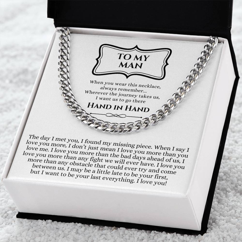 Valentines Day Gift For Him Chain Necklace Gift For Him Promise Necklace Gift To My Man Birthday Gift For Boyfriend An Cuban Link Chain