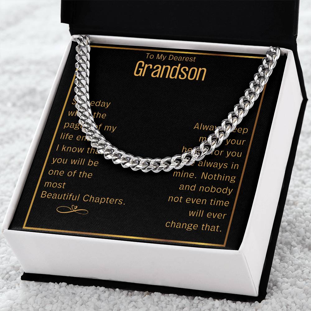 Grandson Cuban Chain Jewelry Necklace For Grandson Keepsake Gifts For Grandsons Personalized Gifts For Grandson Christ Cuban Link Chain
