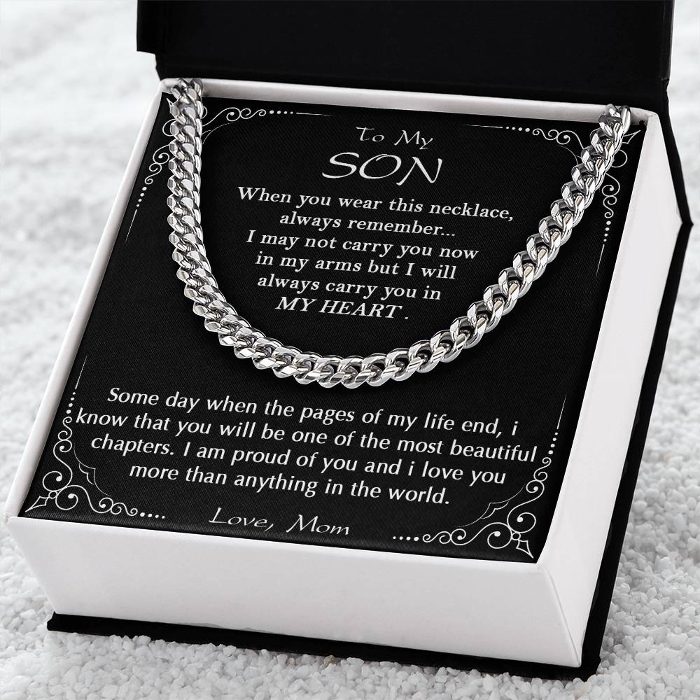 To My Son Necklace Son Gifts From Mom Son Cuban Chain Necklace Mother To Son Gifts Gifts For Son Birthday Unique Gifts Cuban Link Chain