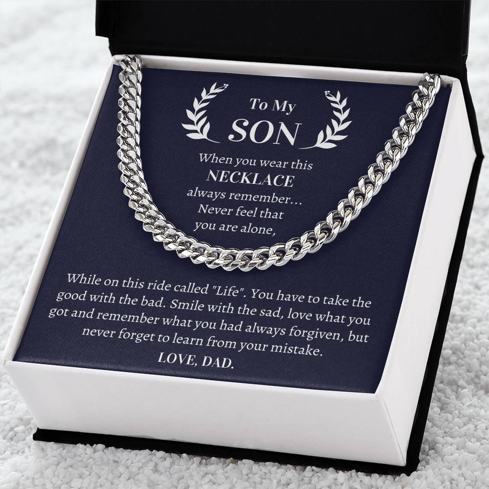 Gift For Son From Dad - Never Forget To Learn From Your Mistake Cuban Link Chain
