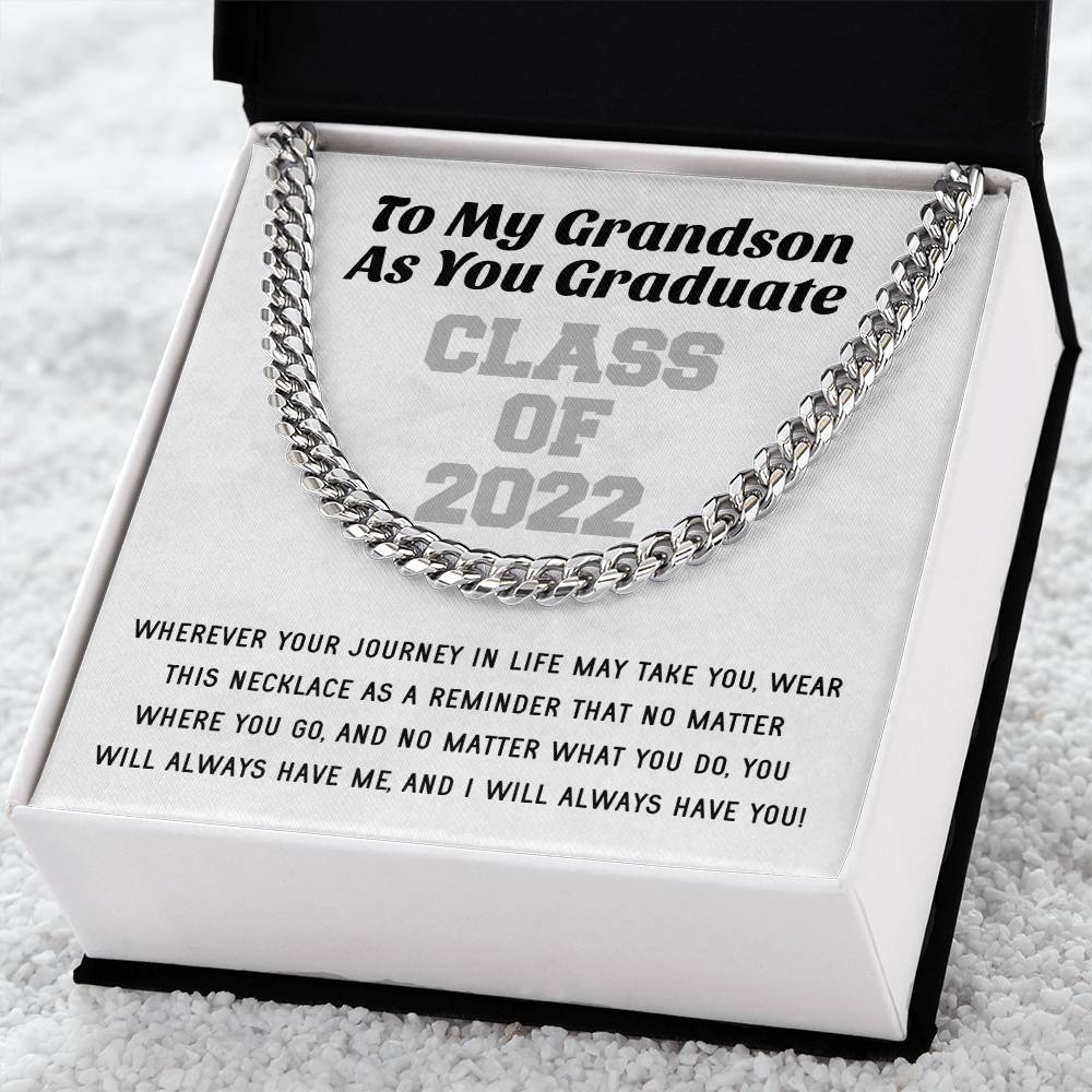Grandson Graduation Class Of 2022 High School Graduation College Graduation Gift For Grandson Mens Gold Cuban Link Cha Cuban Link Chain