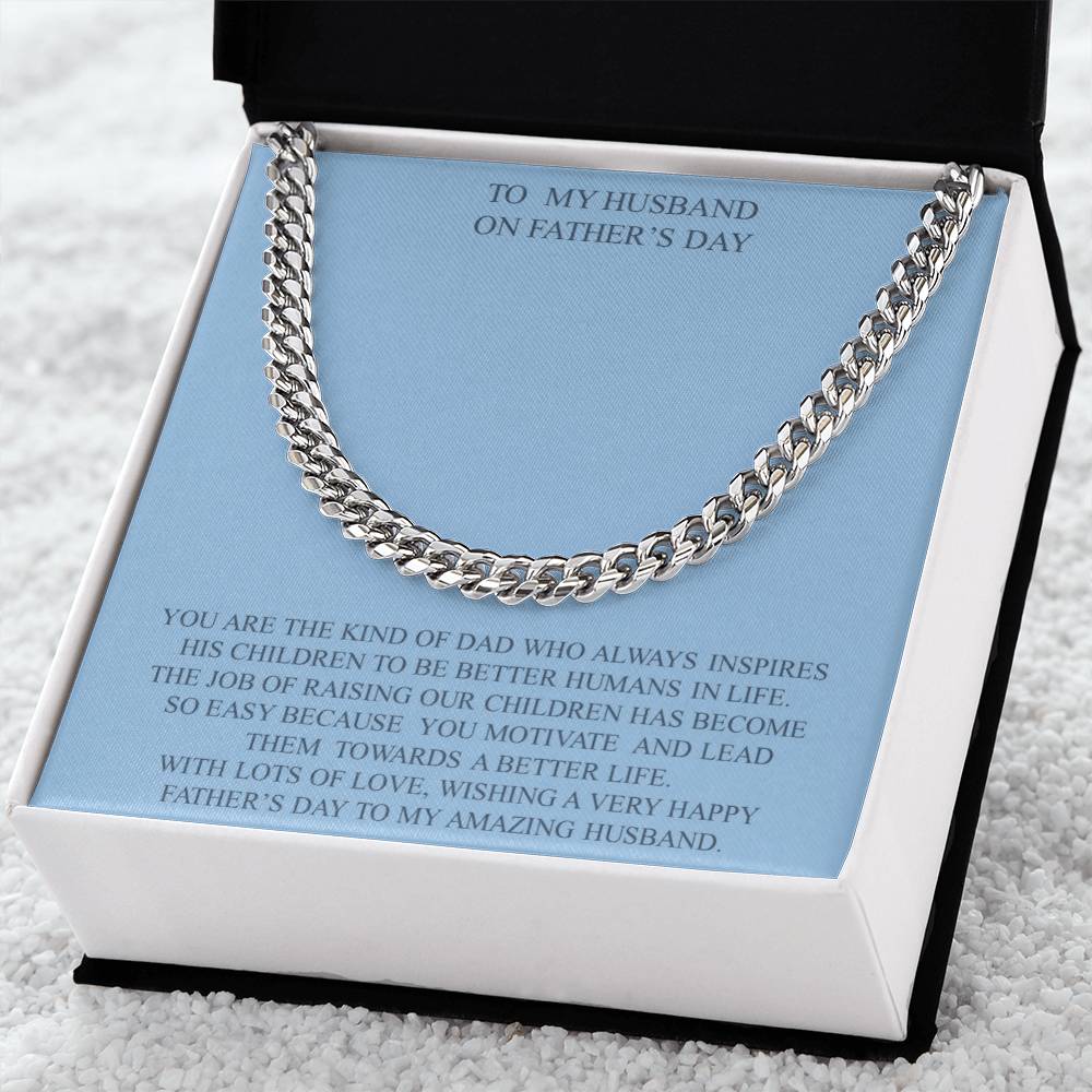 To My Husband On Father's Day Cuban Link Chain