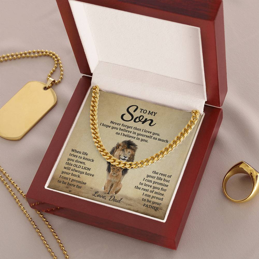 To My Son Necklace Gift For Son Gift From Dad To Son Son's Birthday Son's Graduation Gift Cuban Link Chain