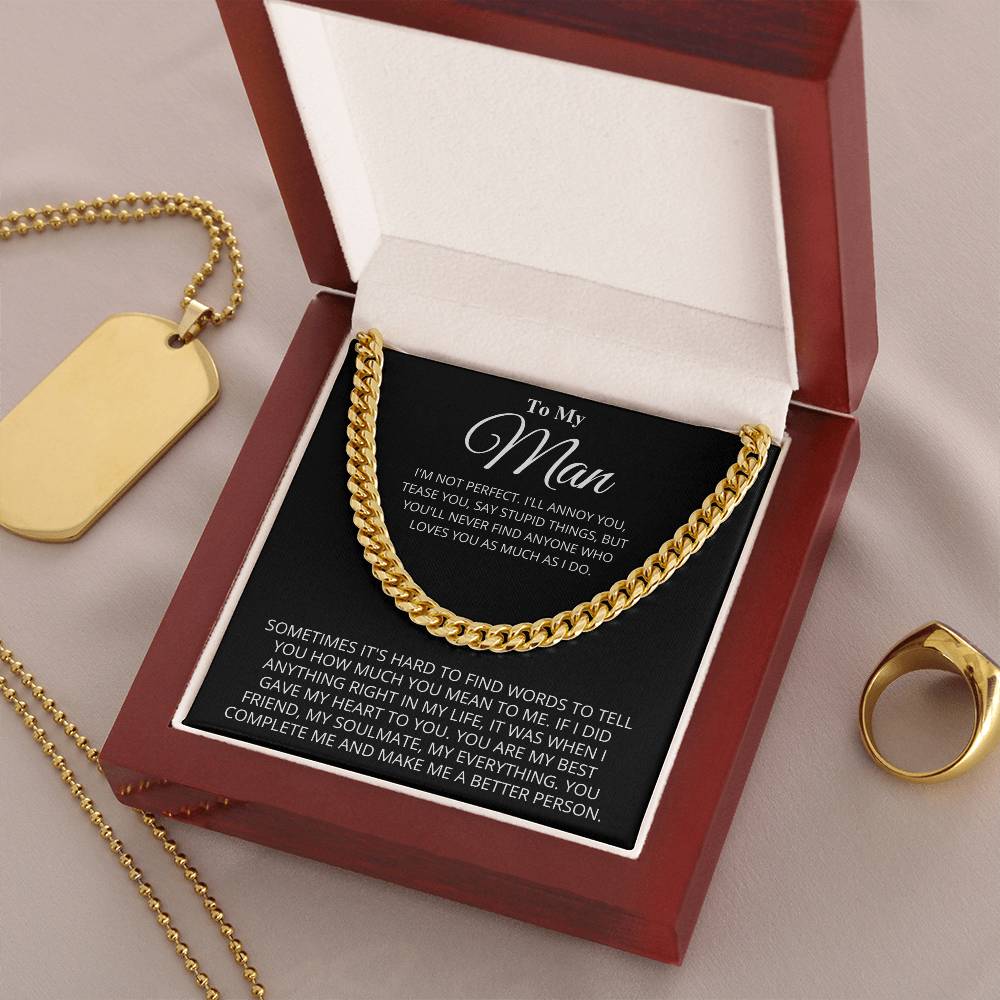 To My Man Chain Necklace Gift For Boyfriend Husband Birthday Gift Anniversary Gift Cuban Link Chain