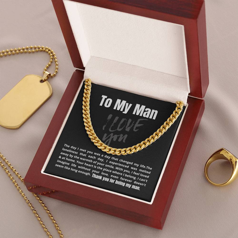 To My Man - The Day I Met You - Cuban Link Chain Necklace