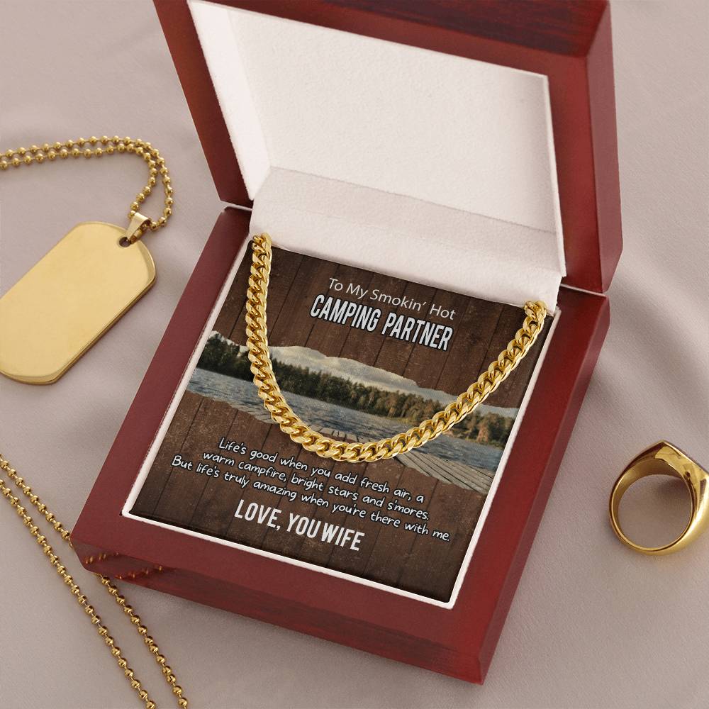 To Husband From Wife Gift Cuban Link Chain For Husband Husband Birthday Gift Father's Day Gift For Husband Camping Par