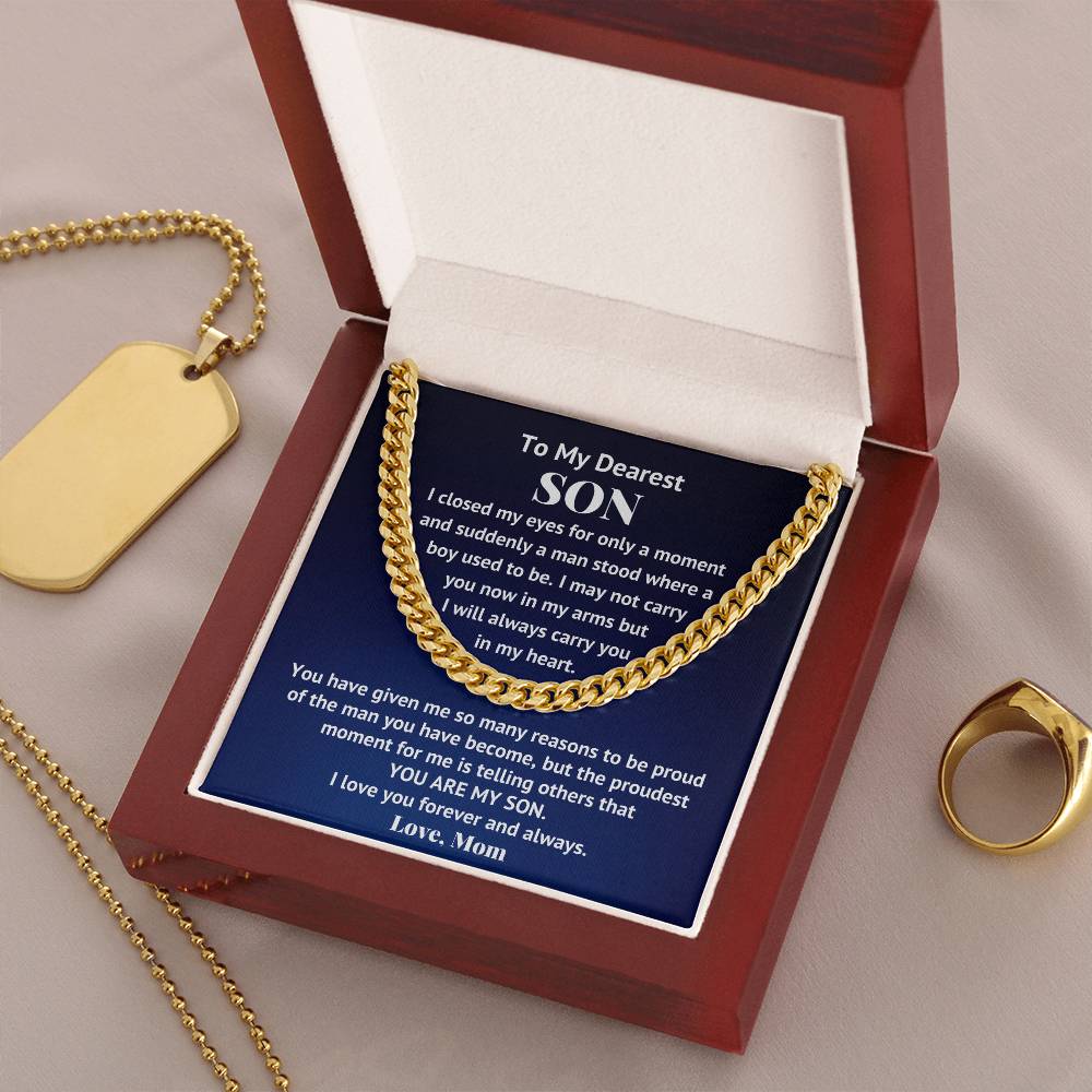 To My Son Necklace Son Gifts From Mom Son Cuban Chain Necklace Mother To Son Gifts Gifts For Son Birthday Cuban Link Chain