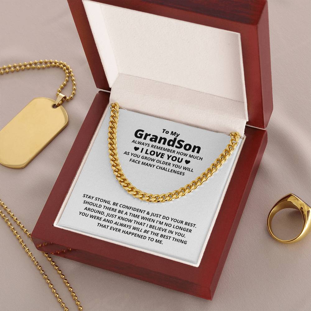 To My Grandson Necklace Christmas Gifts For Grandson Cuban Link Chain Grandson Christmas Grandson Gifts From Grandma A