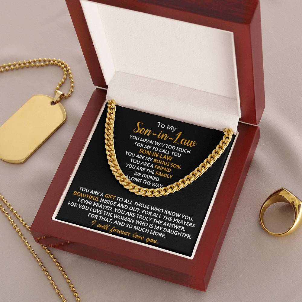 To My Son-In-Law - You Are My Bonus Son  Cuban Link Chain Necklace