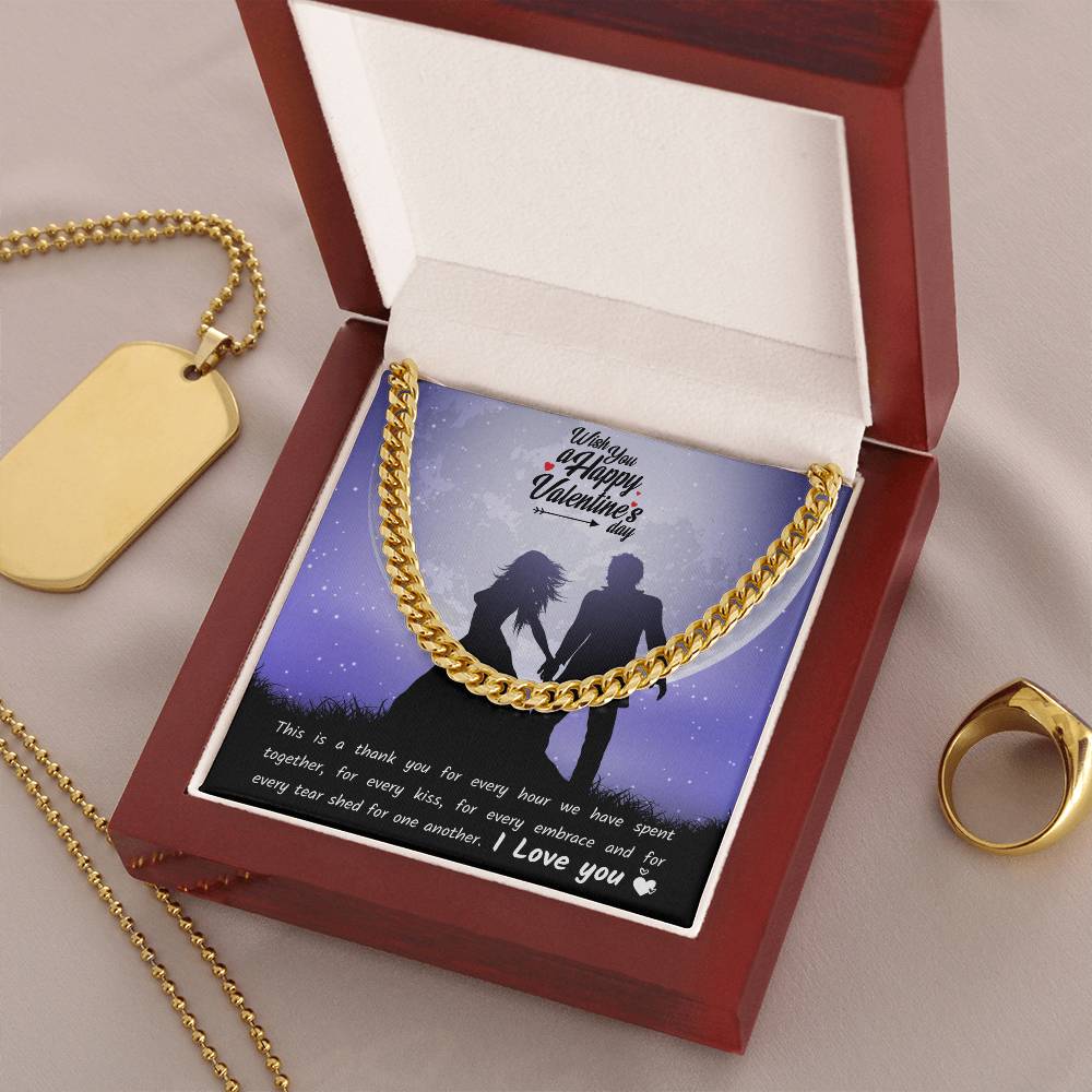 Valentines Day Necklace Gift For Boyfriend Husband Perfect Love Gift For Him Cuban Link Chain
