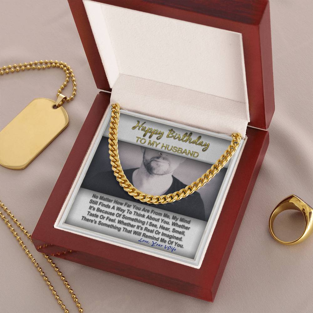 Happy Birthday To My Husband Gift For Him Cuban Link Chain Message Card Gift Box