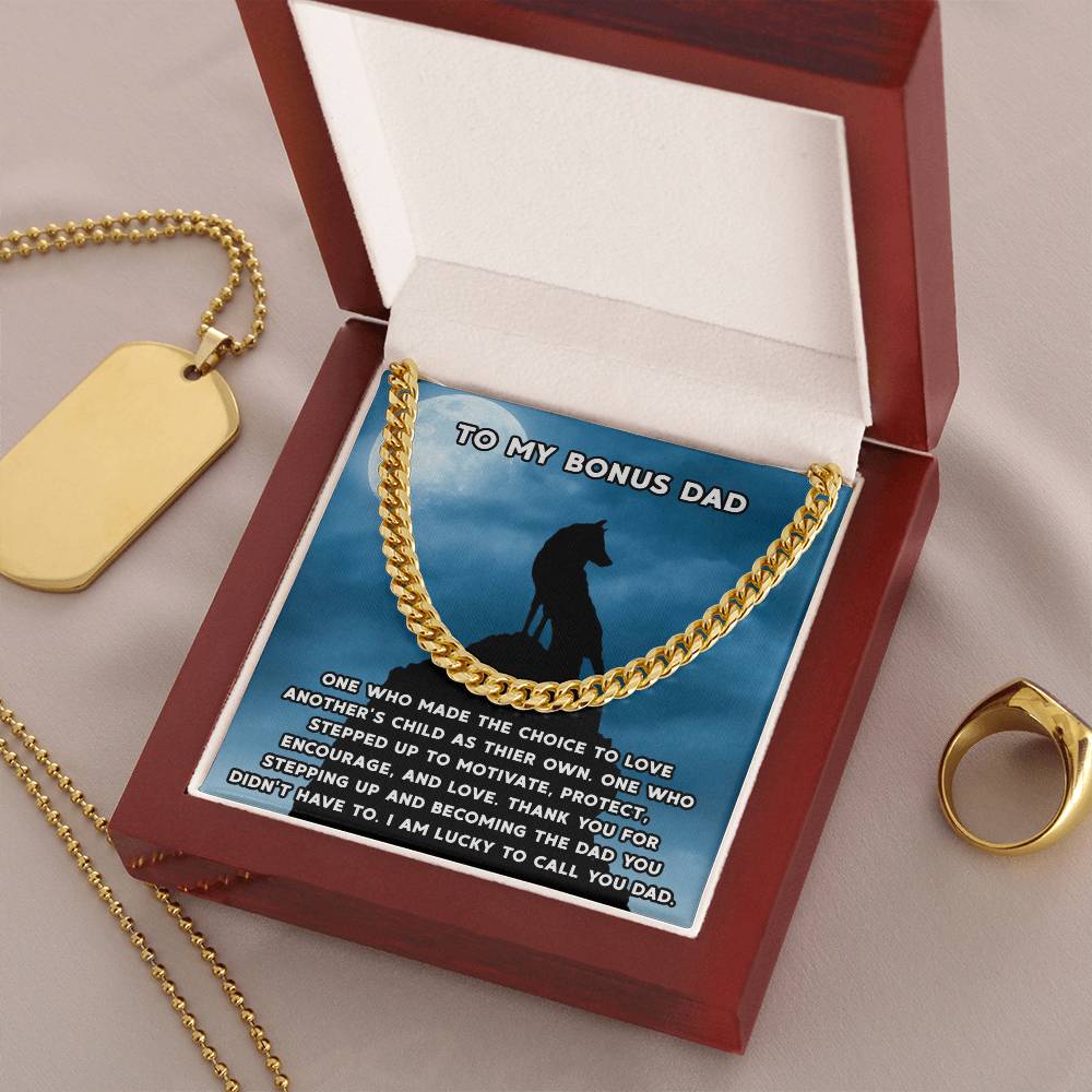 Step Dad Gift From Step Daughter Bonus Dad Gift From Bonus Son Fathers Day Sentimental Gift For Stepped Up Dad Cuban Link Chain