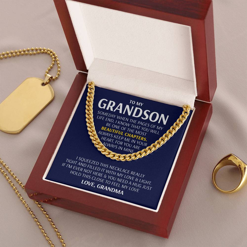To My Grandson - Beautiful Chapters  Cuban Link Chain Necklace