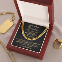 To My Badass Grandson Necklace Gift For Grandson From Grandma Cuban Link Chain Necklace For Grown Grandson