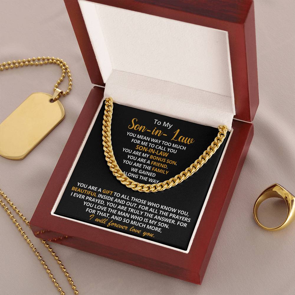 To My Son-In-Law - You Are My Bonus Son  Cuban Link Chain Necklace