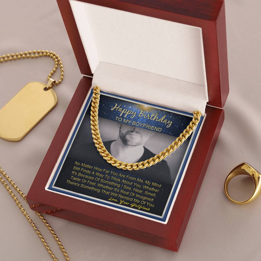 Happy Birthday To My Boyfriend Gifts For Him Cuban Link Necklace Message Card Cuban Link Chain