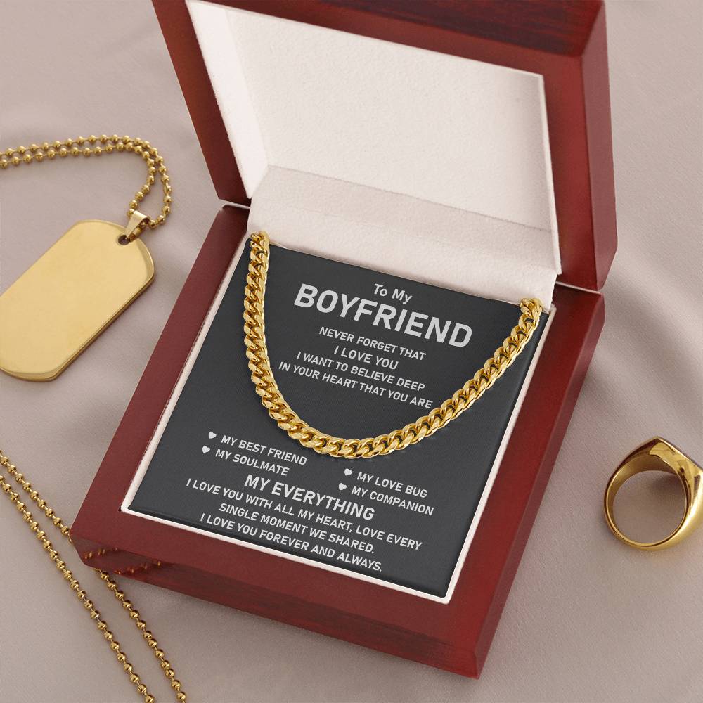 To My Boyfriend Cuban Chain Necklace Unique Anniversary Gift For Boyfriend Boyfriend Birthday Gift Cuban Link Chain