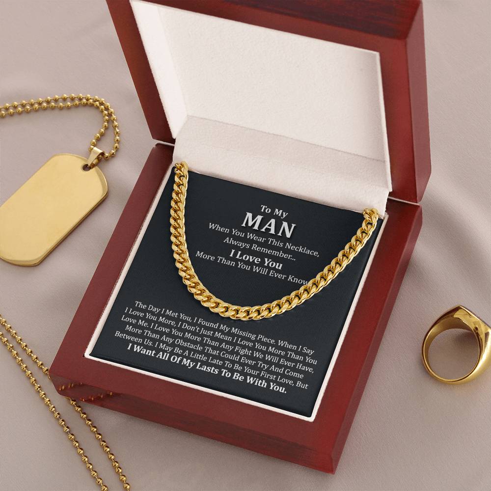 To My Man Chain Necklace Gift For Him Romantic Birthday Gifts For Him Best Jewelry For Men Cuban Link Chain