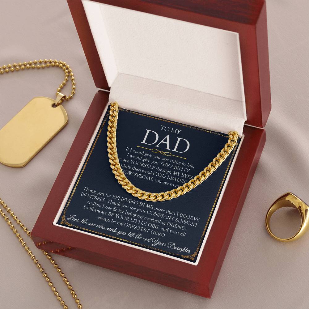 Father's Day Gift For Dad Dad Necklace Gift From Daughter To My Dad Necklace Dad Birthday Gift Cuban Link Chain