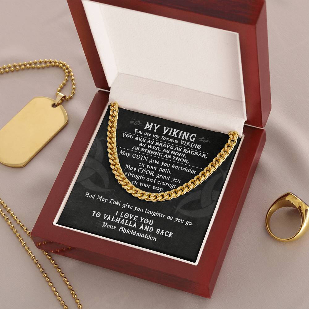 To My Viking Necklace Viking Gift For Man Cuban Link Chain
